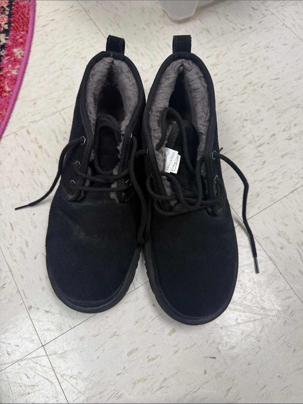 UGG Black Suede Lace-Up Ankle Boots